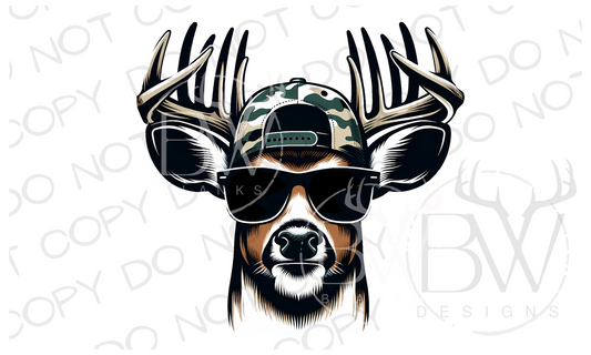 Camo Hat Buck Deer Hunting Digital Download PNG