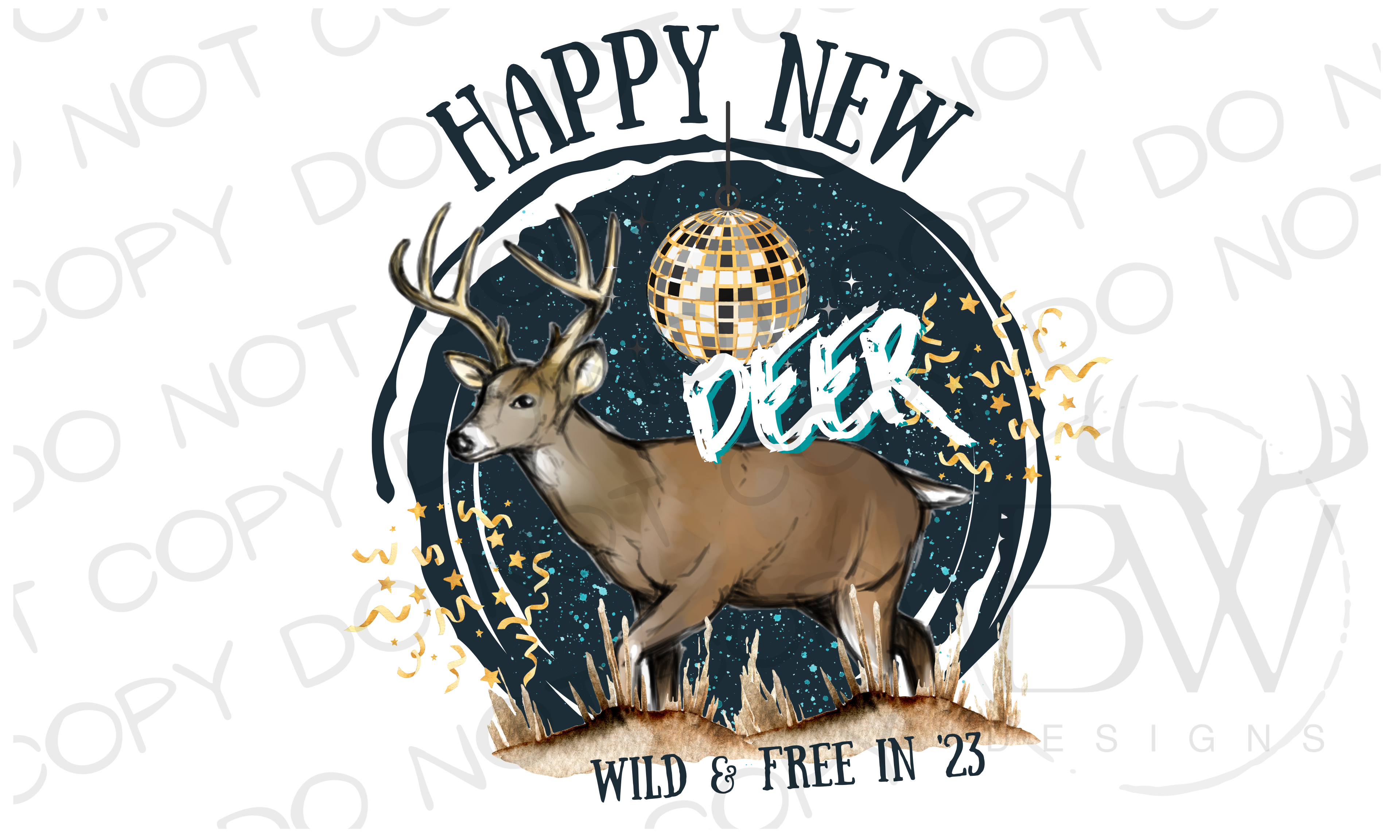 Happy New Deer Hunting New Years Digital Download PNG