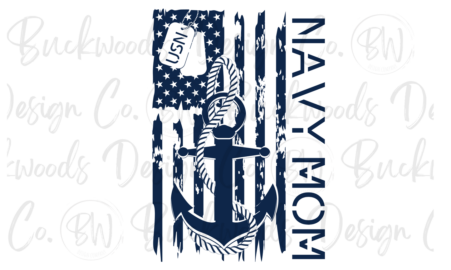 Navy Mom Digital Download PNG