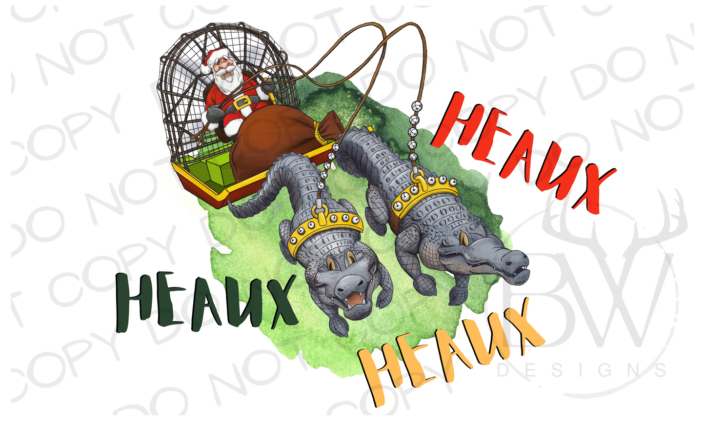 Gator Santa Heaux Heaux Heaux Cajun Christmas Digital Download PNG