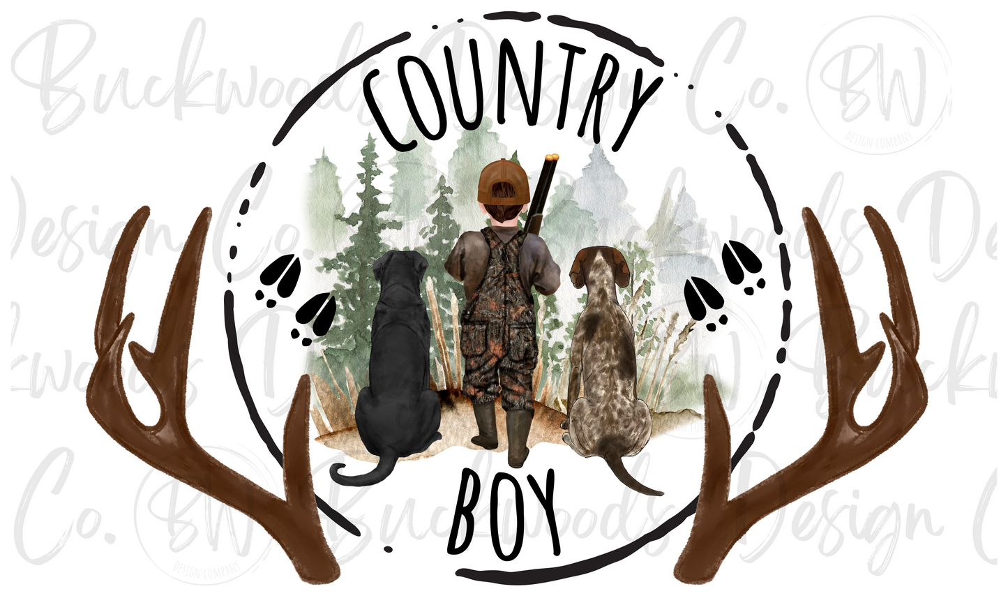 Country Boy Deer Hunting Digital Download PNG