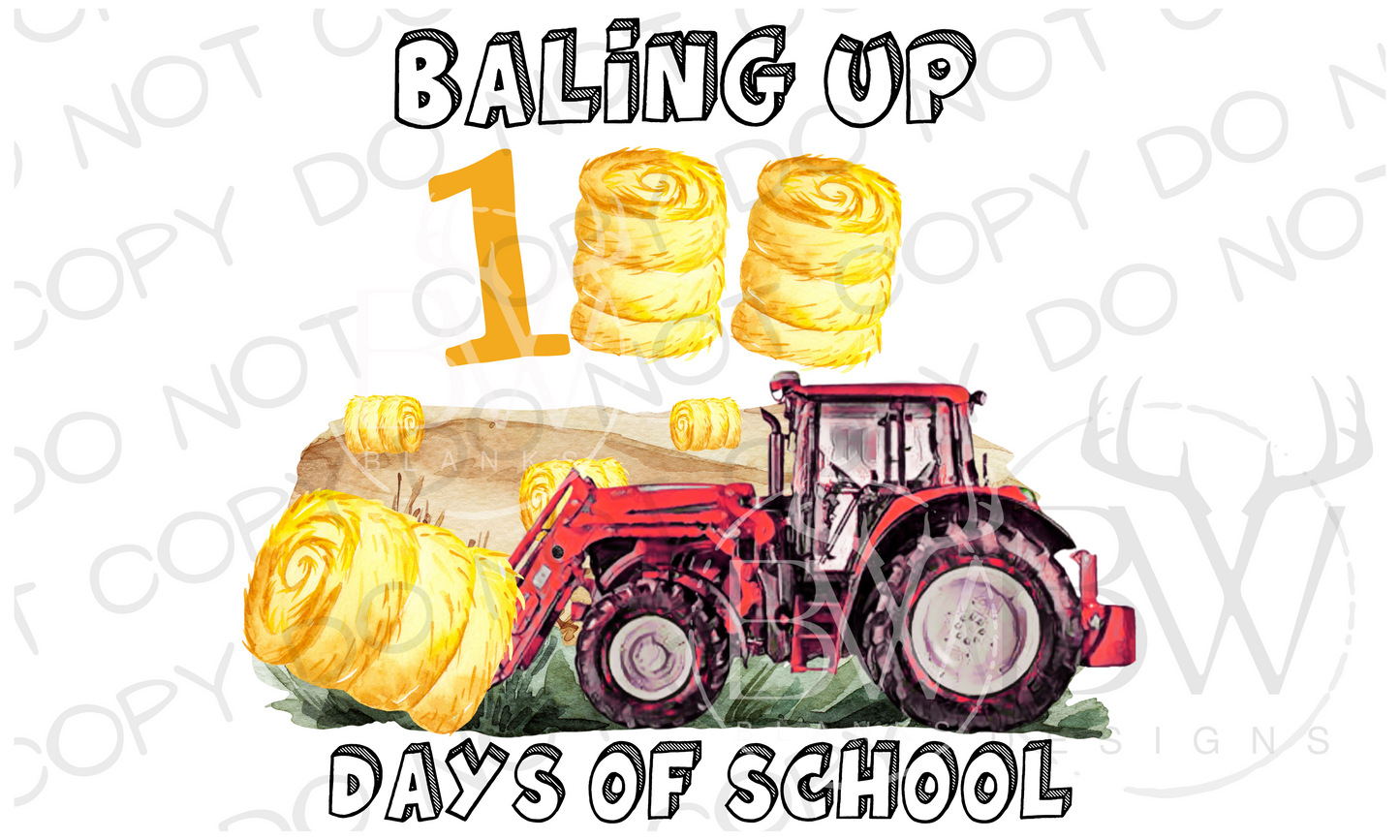 Baling Up 100 days of School Tractor Digital Download PNG