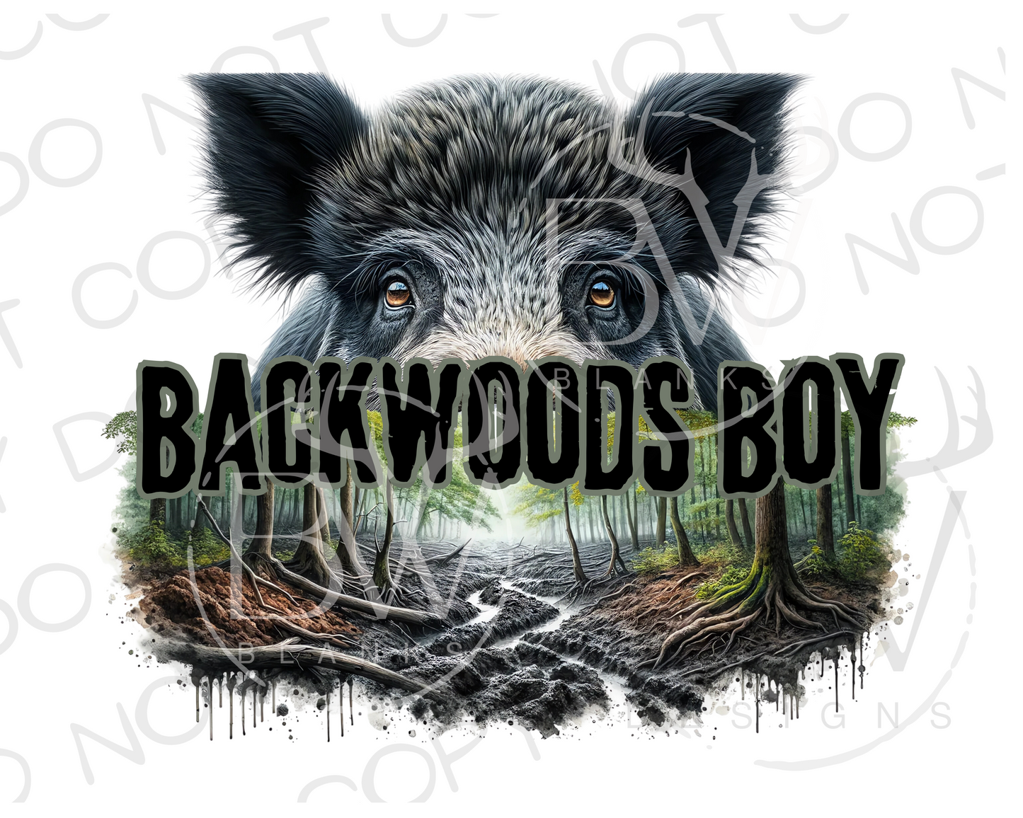 Backwoods Boy Hog Hunter Digital Download PNG