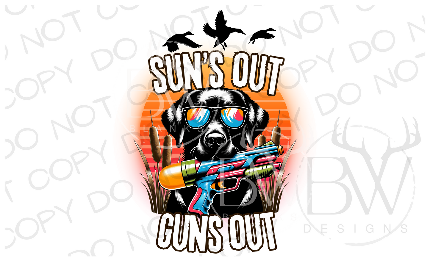 Sun's Out Guns Out Black Lab Funny Duck Hunting Digital Download PNG