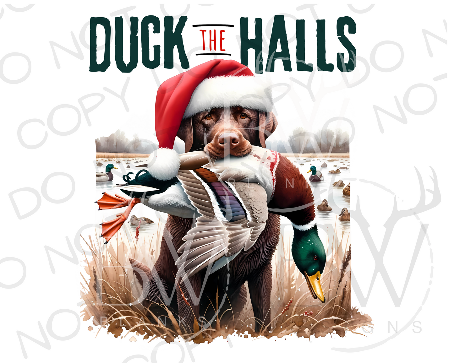 Duck the Halls Duck Hunting Christmas Digital Download PNG