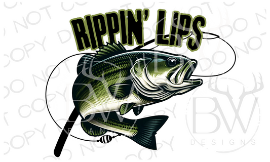 Rippin' Lips Largemouth Bass Fishing Digital Download PNG