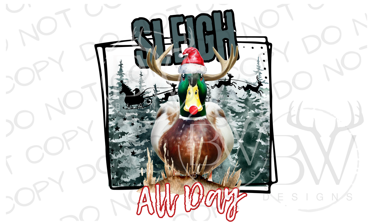 Sleigh All Day Duck Hunting Christmas Digital Download PNG