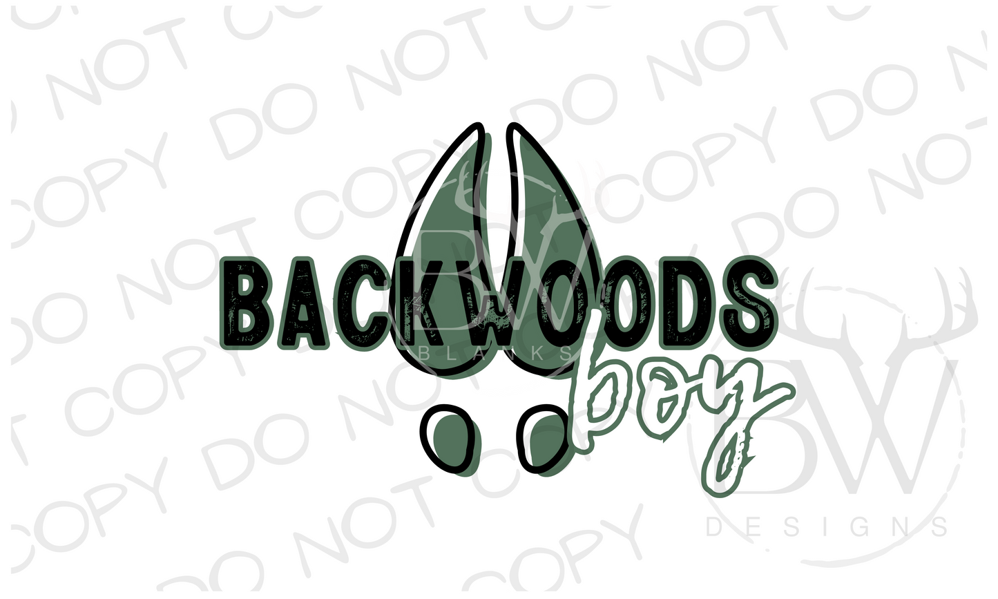 Backwoods Boy Logo Deer Hunting Digital Download PNG