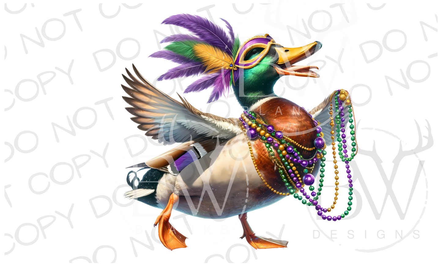 Mardi Gras Mallard Mardi Gras Duck Hunting Digital Download PNG