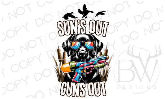 Sun's Out Guns Out Black Lab Funny Duck Hunting Digital Download PNG