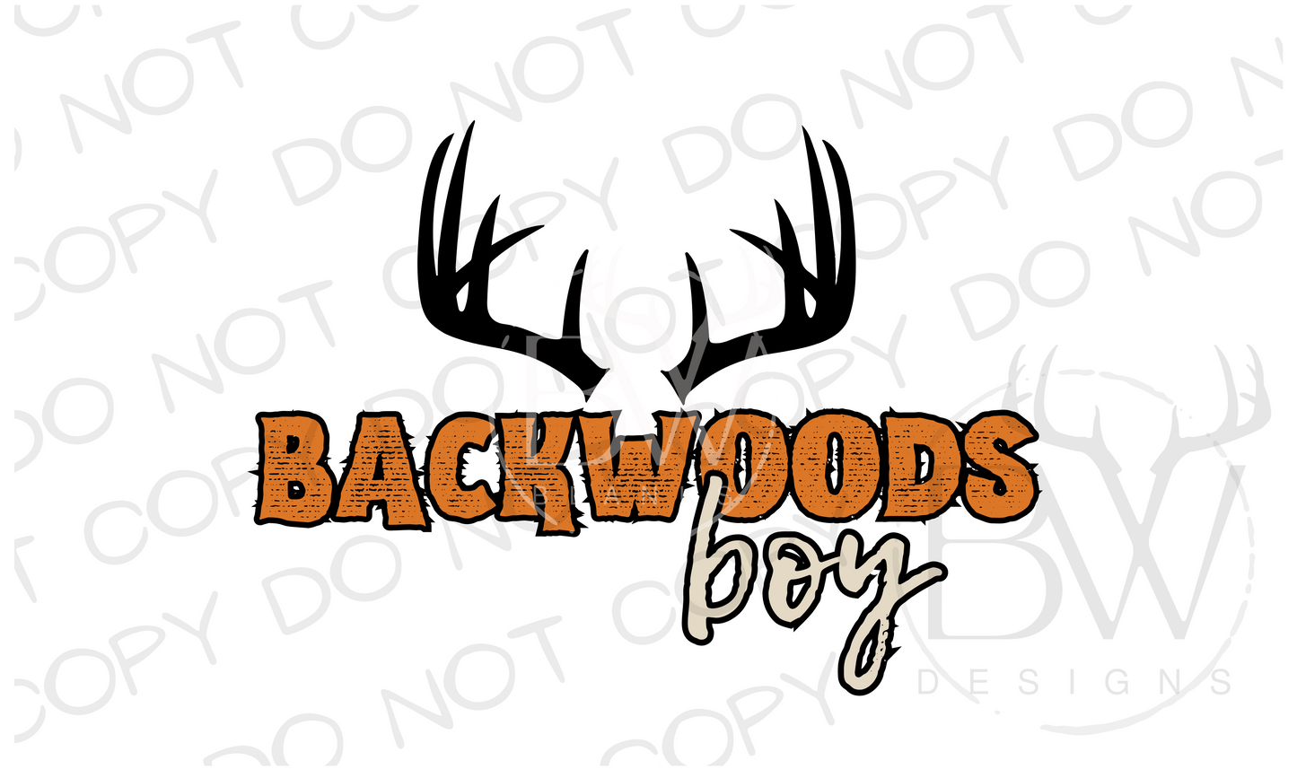 Backwoods Boy Logo Deer Hunting Digital Download PNG