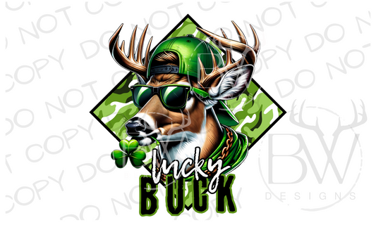 Lucky Buck St. Patrick's Day Deer Hunting Digital Download PNG