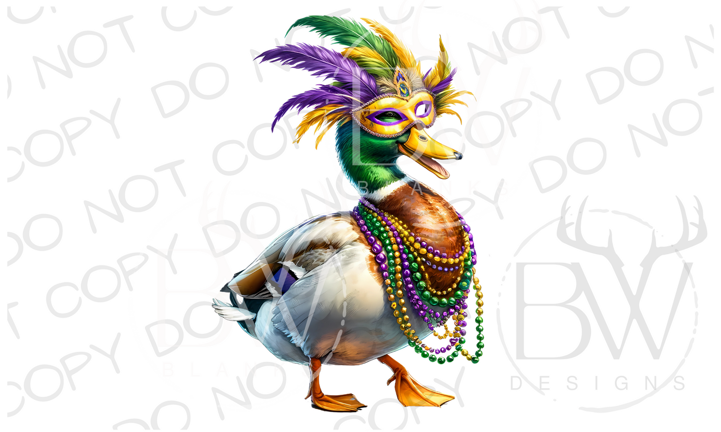 Mardi Gras Mallard Mardi Gras Duck Hunting Digital Download PNG