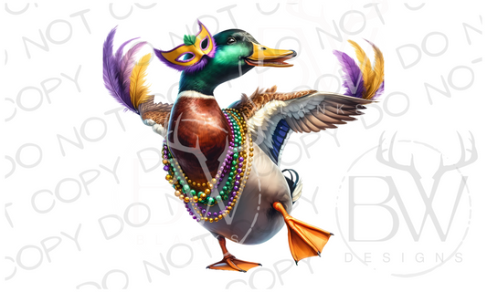 Mardi Gras Mallard Mardi Gras Duck Hunting Digital Download PNG