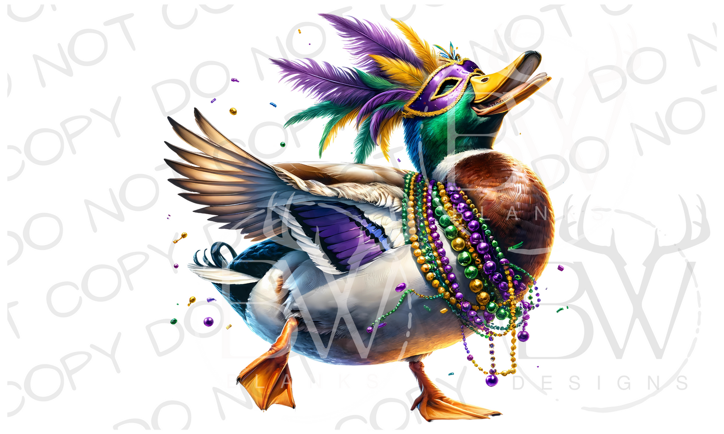 Mardi Gras Mallard Mardi Gras Duck Hunting Digital Download PNG