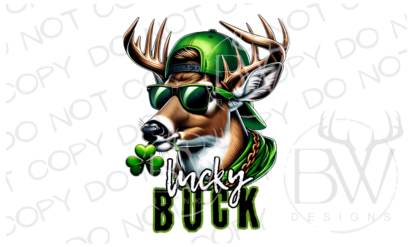 Lucky Buck St. Patrick's Day Deer Hunting Digital Download PNG