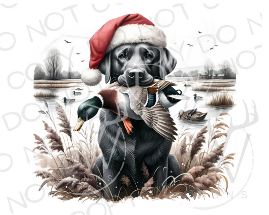 Duck Hunting Christmas Dog Digital Download PNG