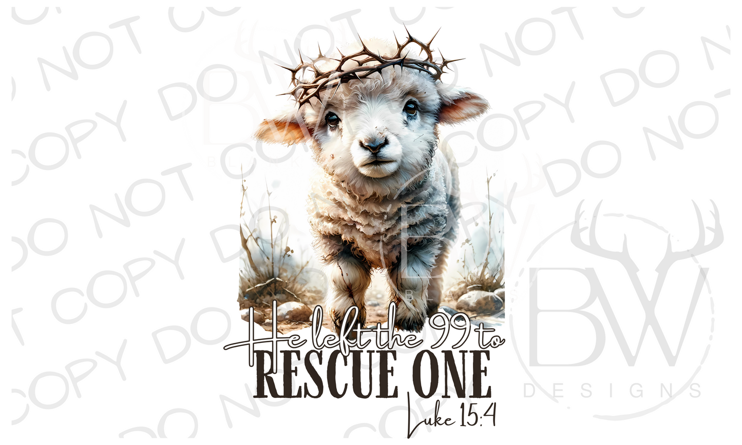 He Left the 99 to Rescue One Easter Lamb Bible Digital Download PNG