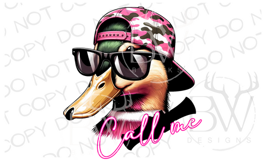 Call Me Pink Camo Hat Duck Hunting Digital Download PNG