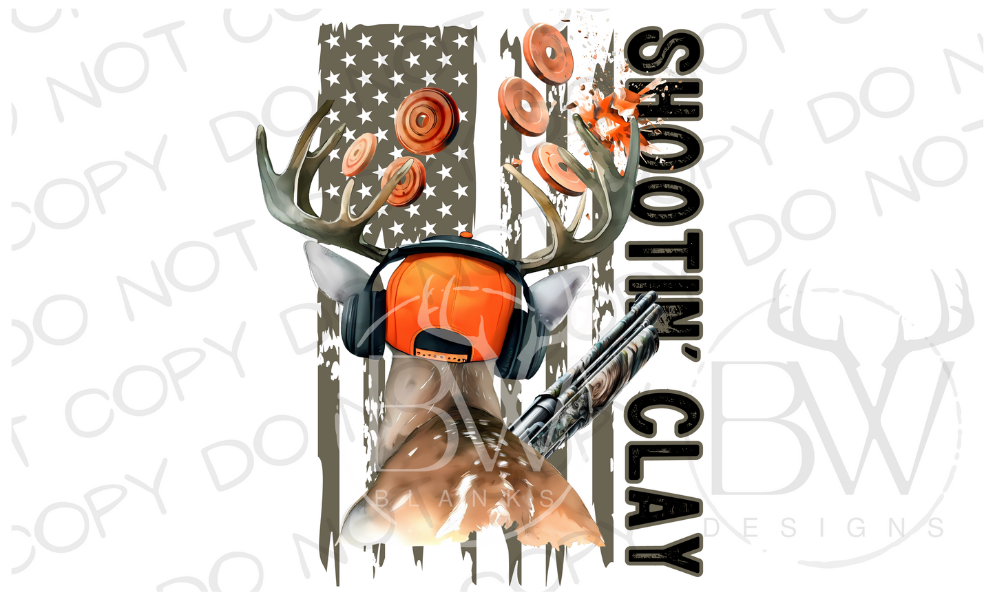 Shootin' Clay Trap Shooting Deer Digital Download PNG