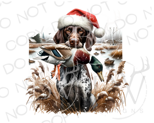 Duck Hunting Christmas Dog Digital Download PNG