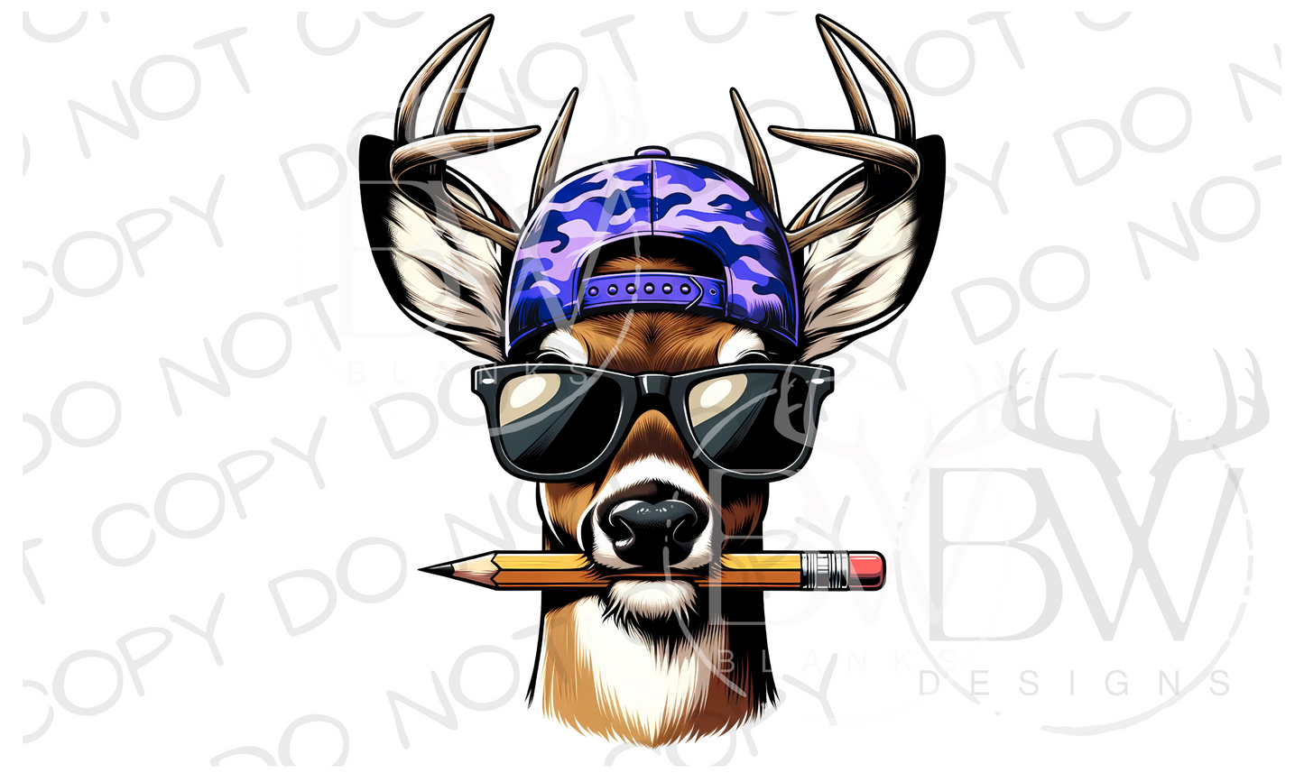 Purple Pencil Buck Deer Hunting Digital Download PNG