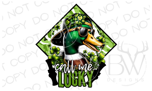 Call Me Lucky St. Patrick's Day Duck Hunting Digital Download PNG