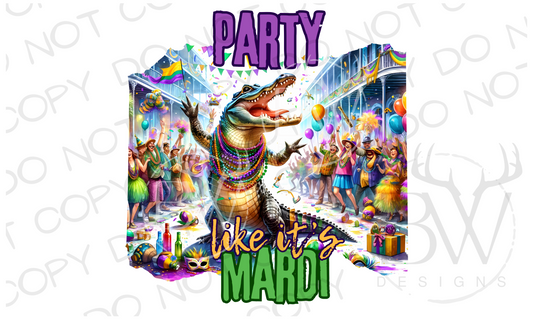 Party Like it's Mardi Gras Gator Digital Download PNG