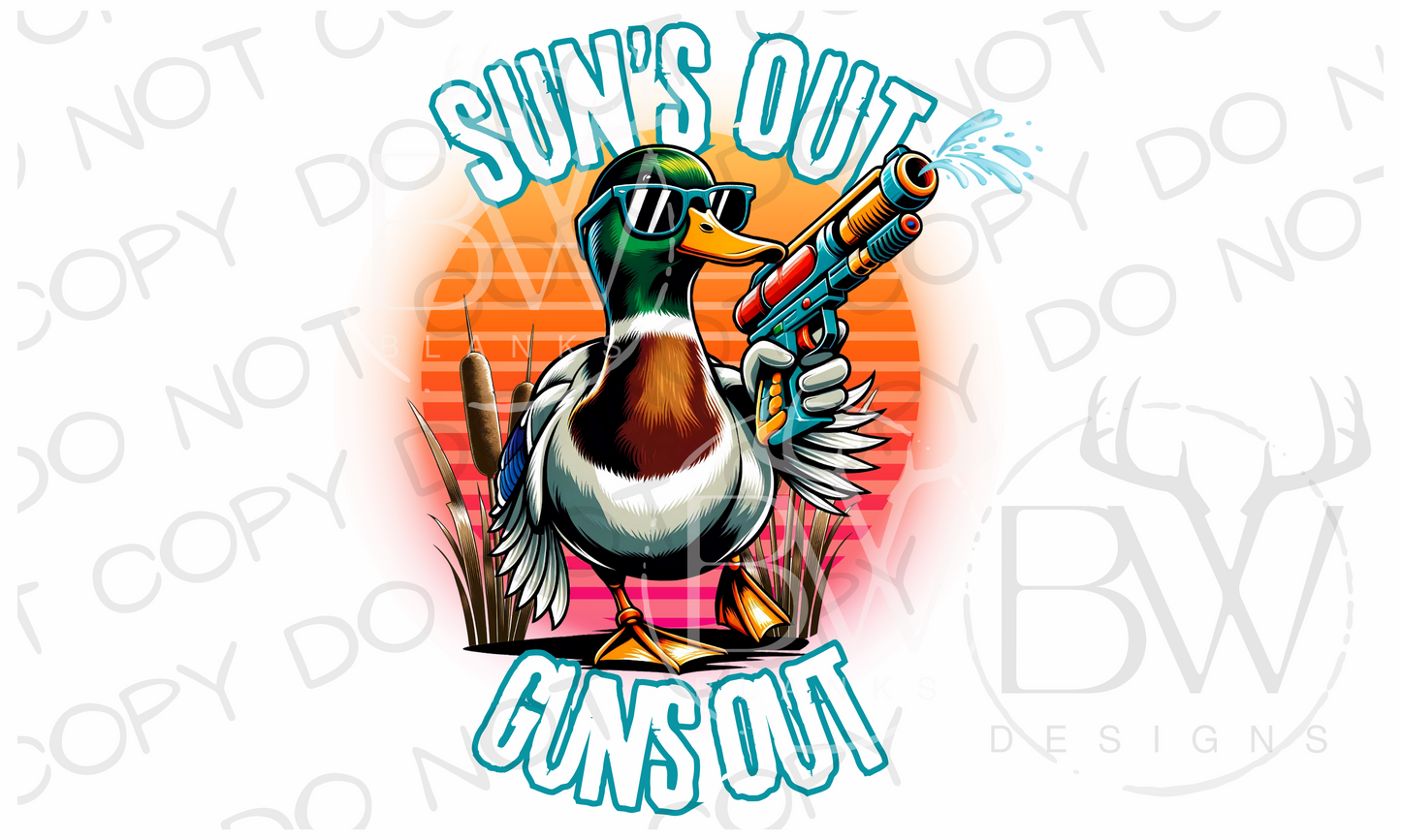 Sun's Out Guns Out Mallard Funny Duck Hunting Digital Download PNG