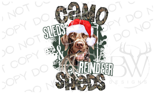 Camo, Sleds & Reindeer Sheds Hunting Christmas Digital Download PNG