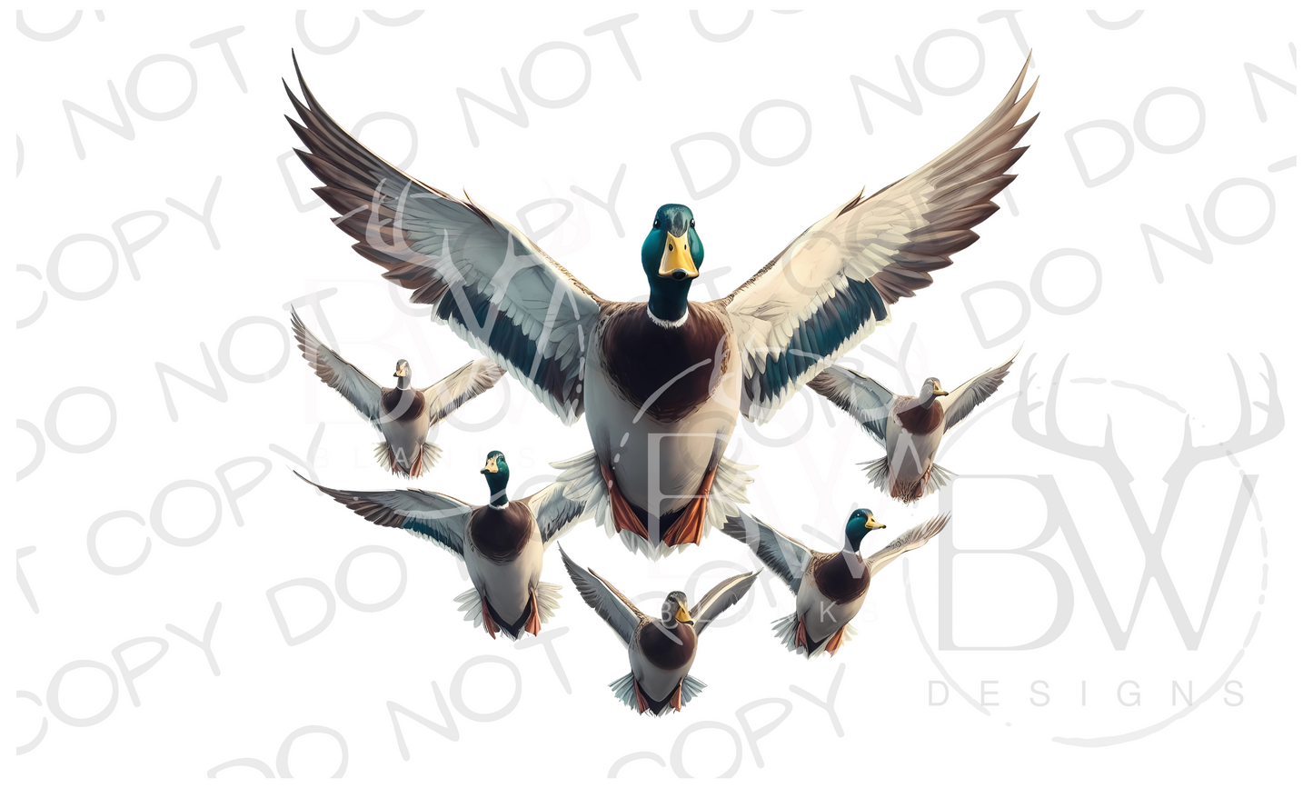 Flying V Mallard Duck Hunting Digital Download PNG