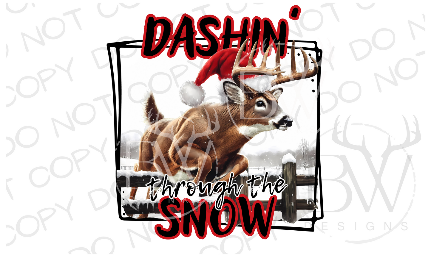 Dashin' Through the Snow Deer Hunting Christmas Digital Download PNG