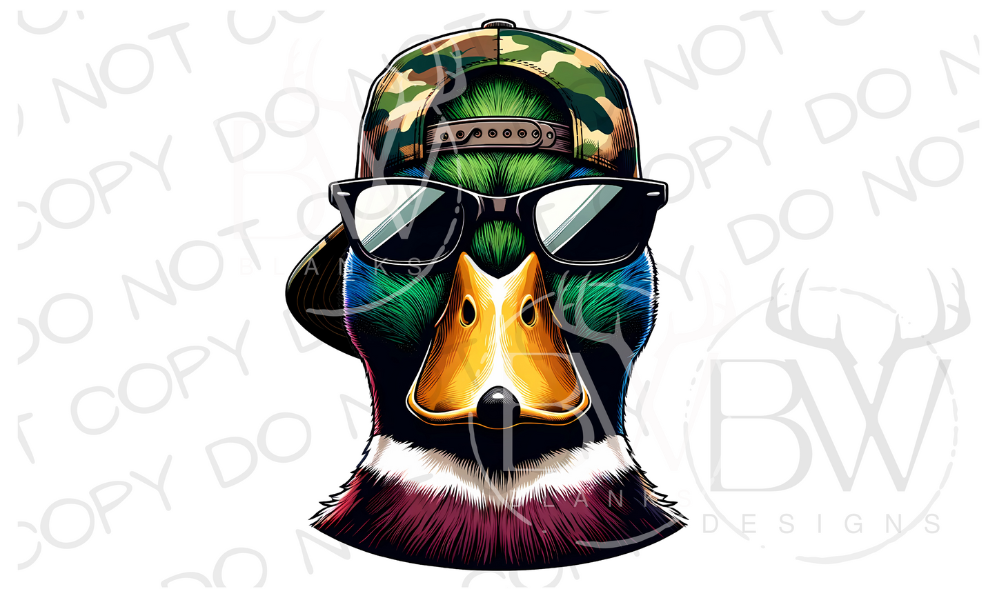 Mallard in Glasses Duck Hunting Digital Download PNG