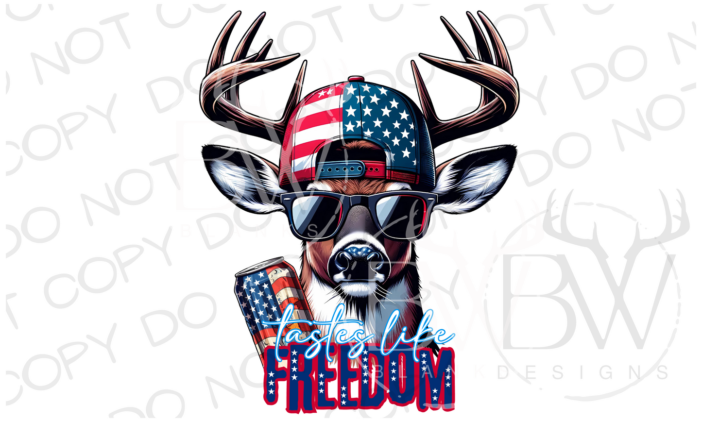 Tastes Like Freedom Beer Buck Deer Hunting Fourth of July Digital Download PNG