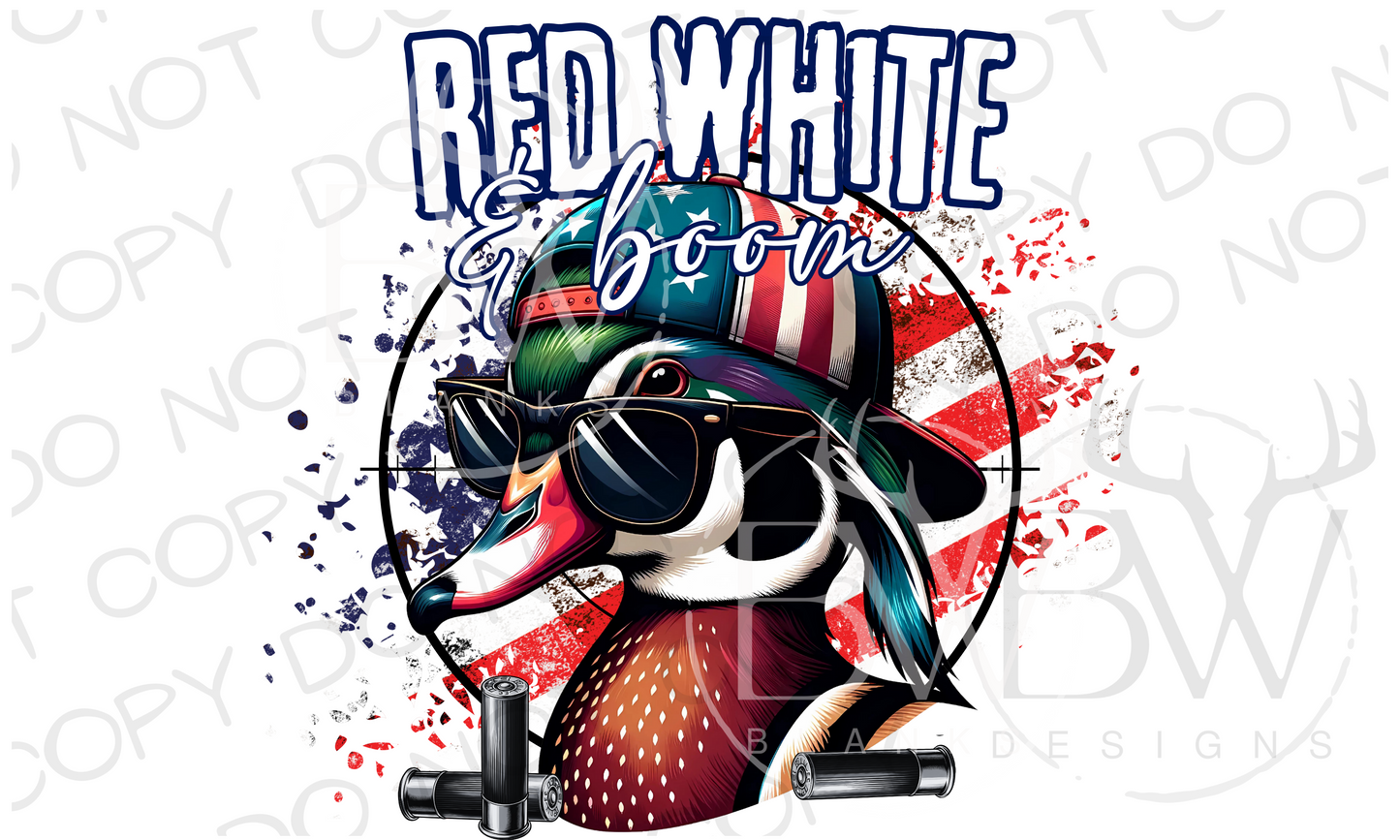 Red White & Boom Wood Duck Hunting Fourth of July Digital Download PNG