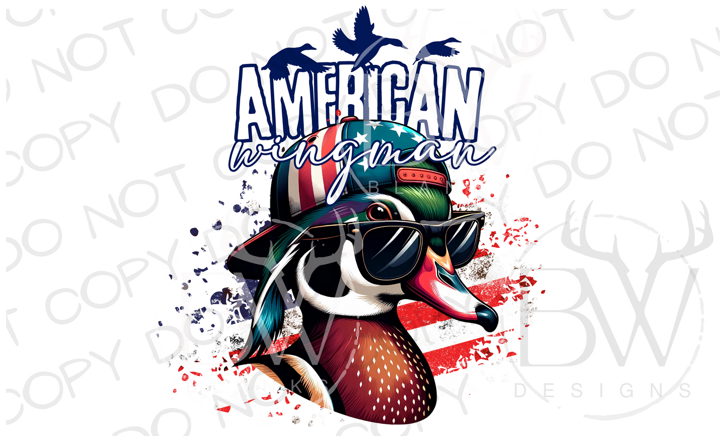 American Wingman Wood Duck Hunting Fourth of July Digital Download PNG