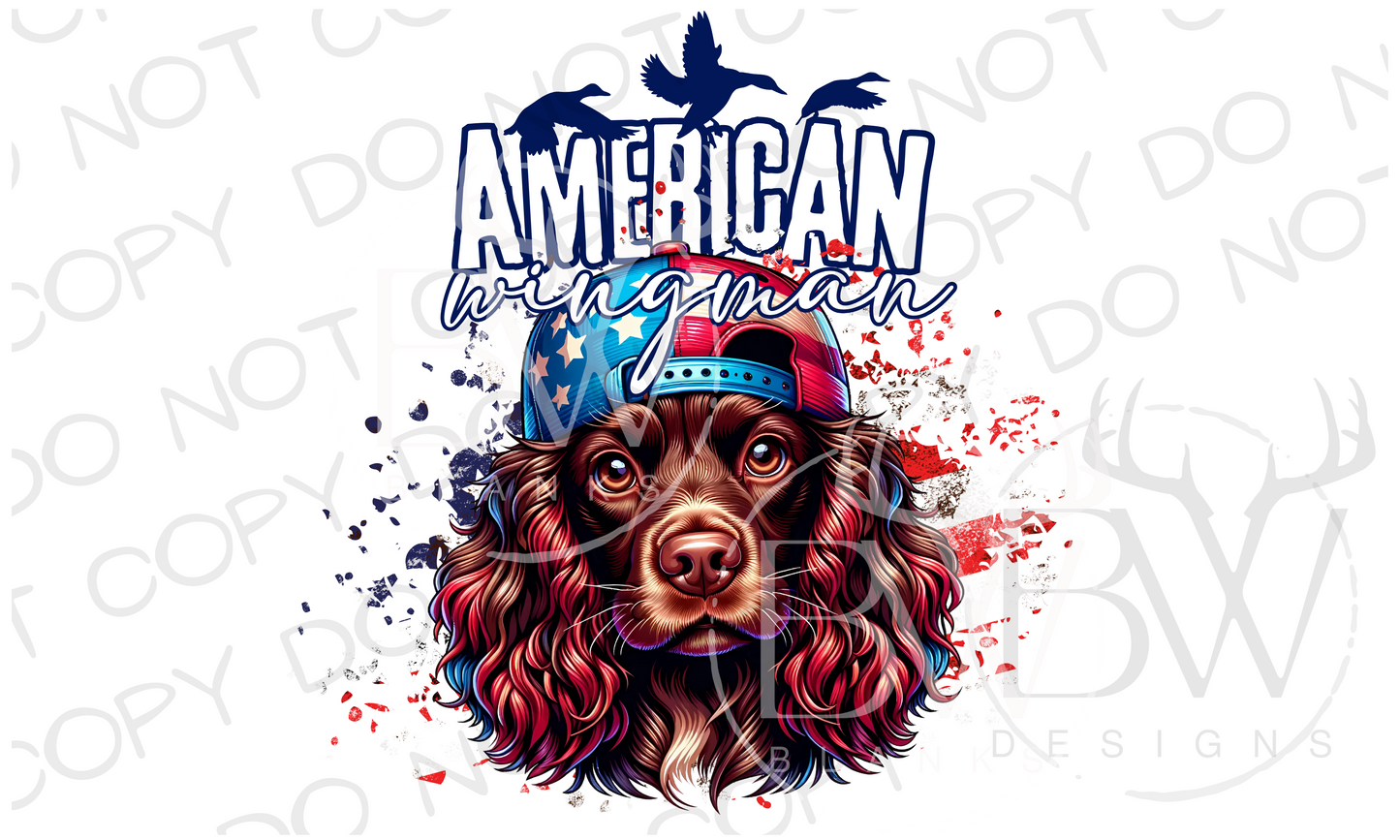 American Wingman Boykin Hunting Dog Fourth of July Digital Download PNG