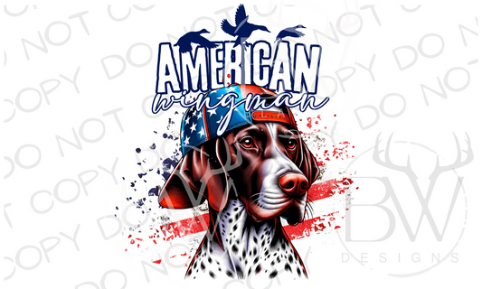 American Wingman Pointer Hunting Dog Fourth of July Digital Download PNG