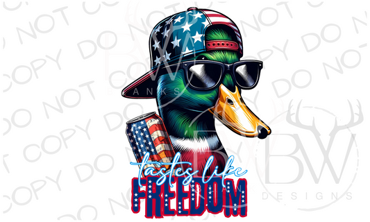 Tastes Like Freedom Beer Mallard Duck Hunting Fourth of July Digital Download PNG