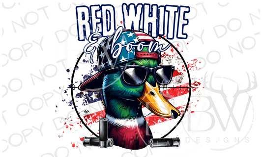 Red White & Boom Mallard Duck Hunting Fourth of July Digital Download PNG