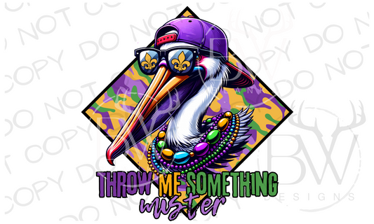 Mardi Gras Pelican Digital Download PNG