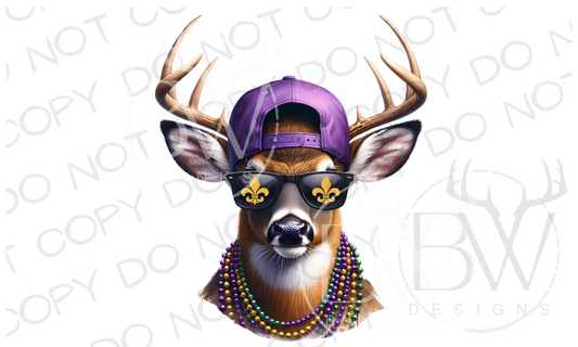 Mardi Gras Deer Hunting Digital Download PNG