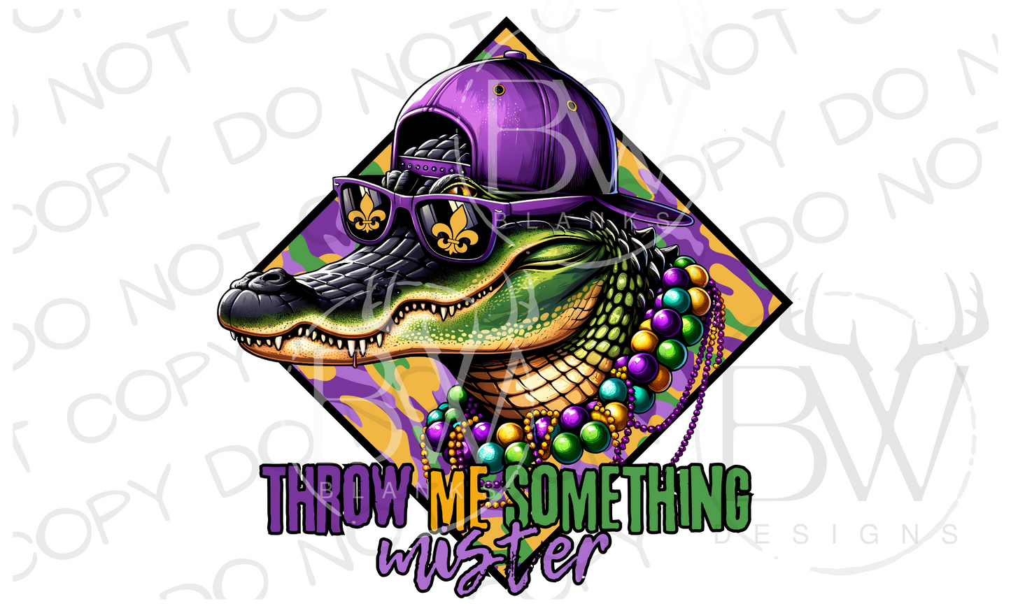 Mardi Gras Alligator Digital Download PNG