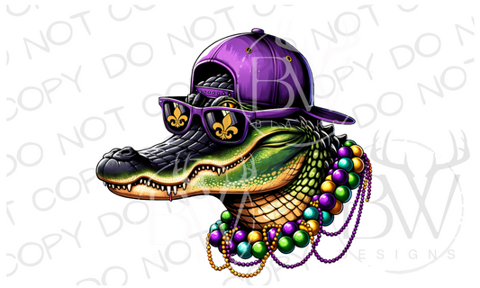 Mardi Gras Alligator Digital Download PNG