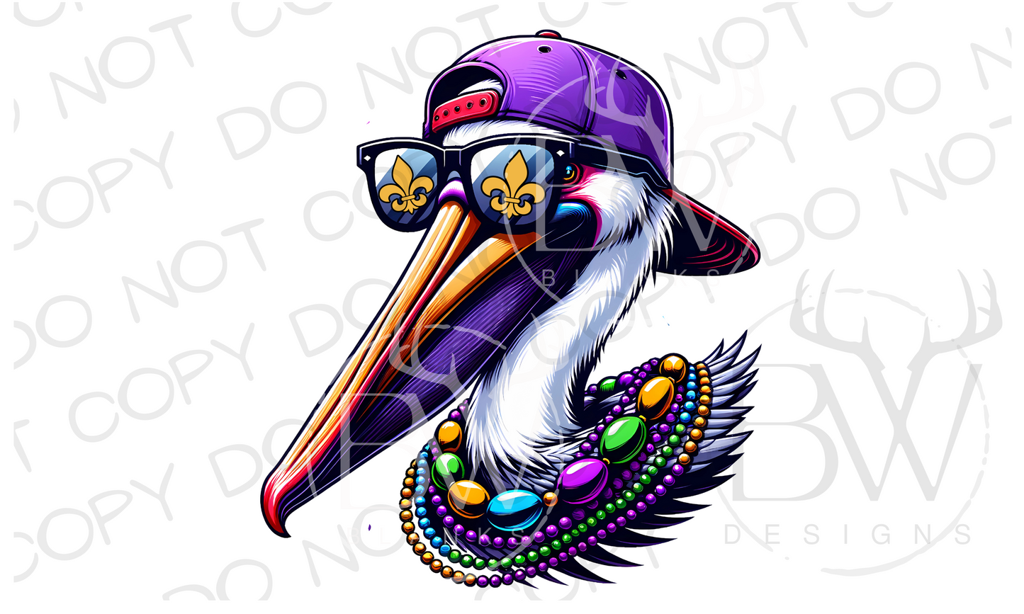 Mardi Gras Pelican Digital Download PNG