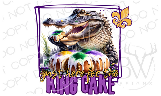 Just Here for the King Cake Mardi Gras Gator Digital Download PNG