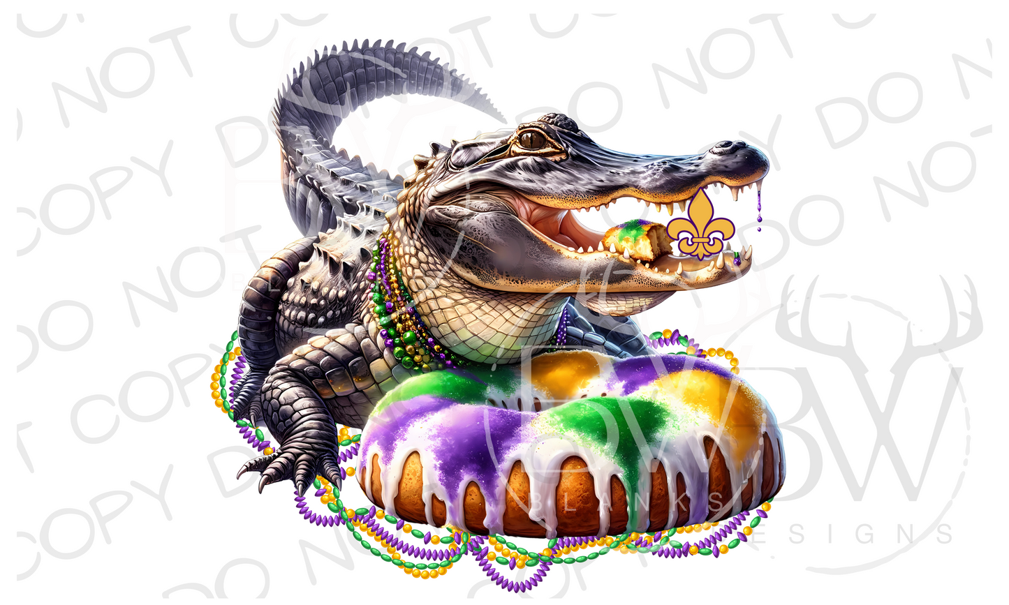 King Cake Gator Mardi Gras Gator Digital Download PNG