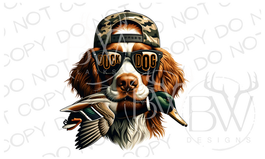 Camo Hat Brittany Spaniel Duck Dog | Duck Hunting Dog Digital Download PNG