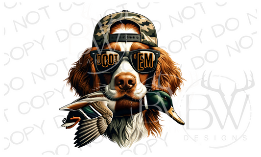 Doot 'Em Brittany Spaniel Duck Dog | Duck Hunting Dog Digital Download PNG