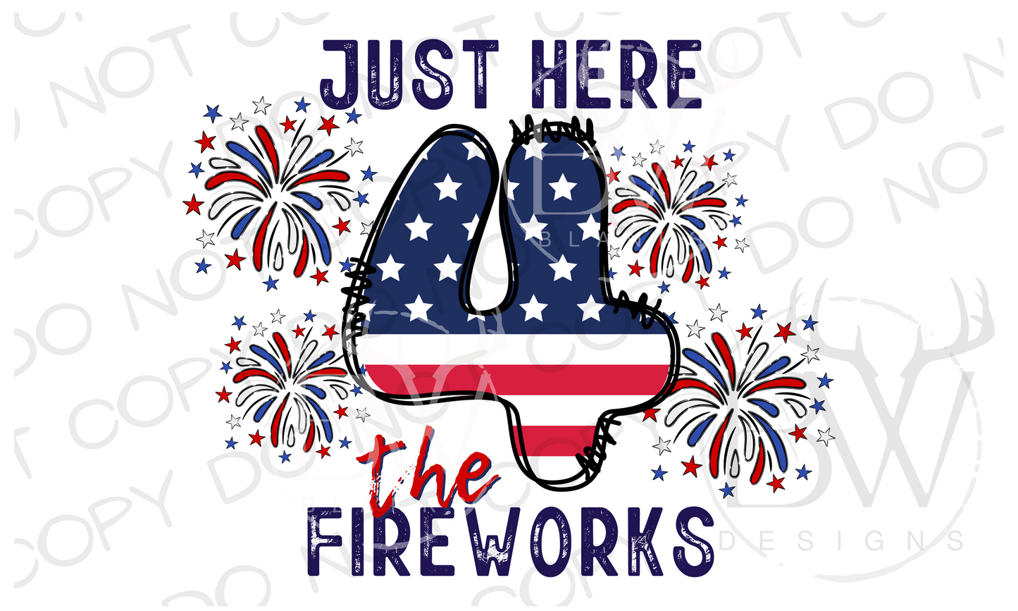 Just Here 4 the Fireworks Fourth of July Digital Download PNG